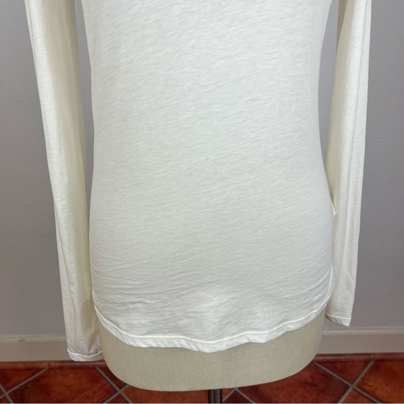 Theory Ivory Basic Cashmere blend Mock Neck Turtle Neck T-Shirt - Picture 3 of 8